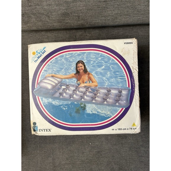 Intex Other - VTG 1985 INTEX Wet Set 18 Pocket Sun-Tanner Inflatable Lounge Mattress 76X29 NEW